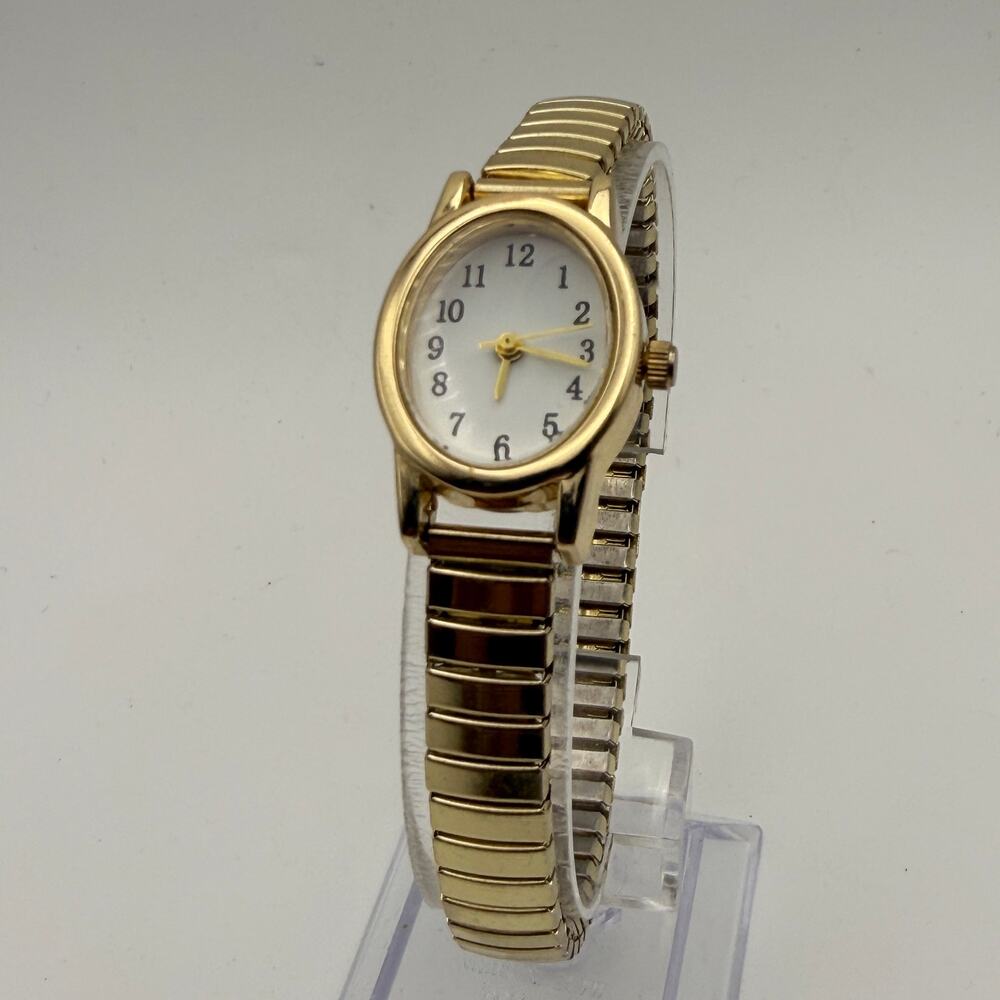 Elegant Gold-Tone Ladies' Easy-Read Watch with Expansion Band